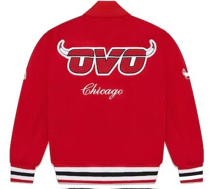 OVO x NBA Bulls Varsity Jacket Red